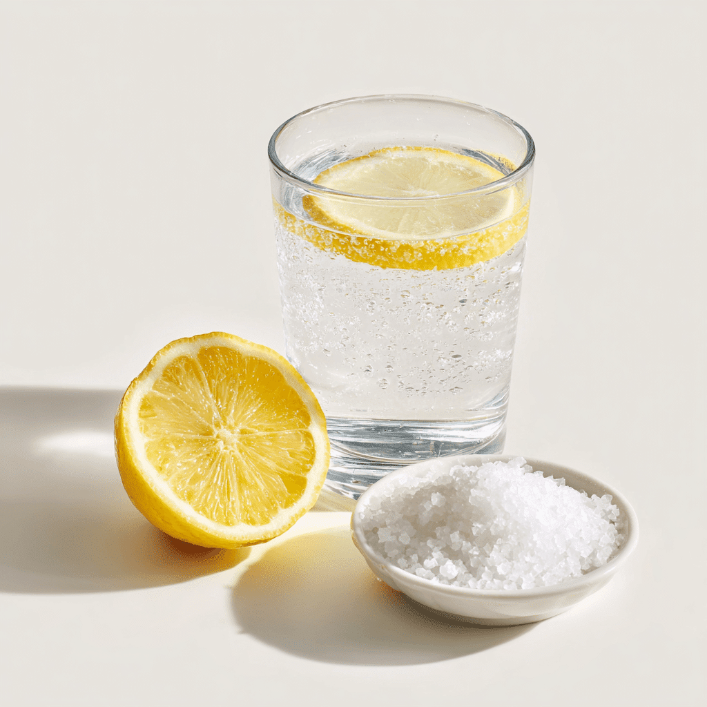 Salt Water Flush Recipe: Natural 2 Tbsp Detox You Can Make at Home 4 Glass of salt water with lemon and sea salt for salt water flush recipe
