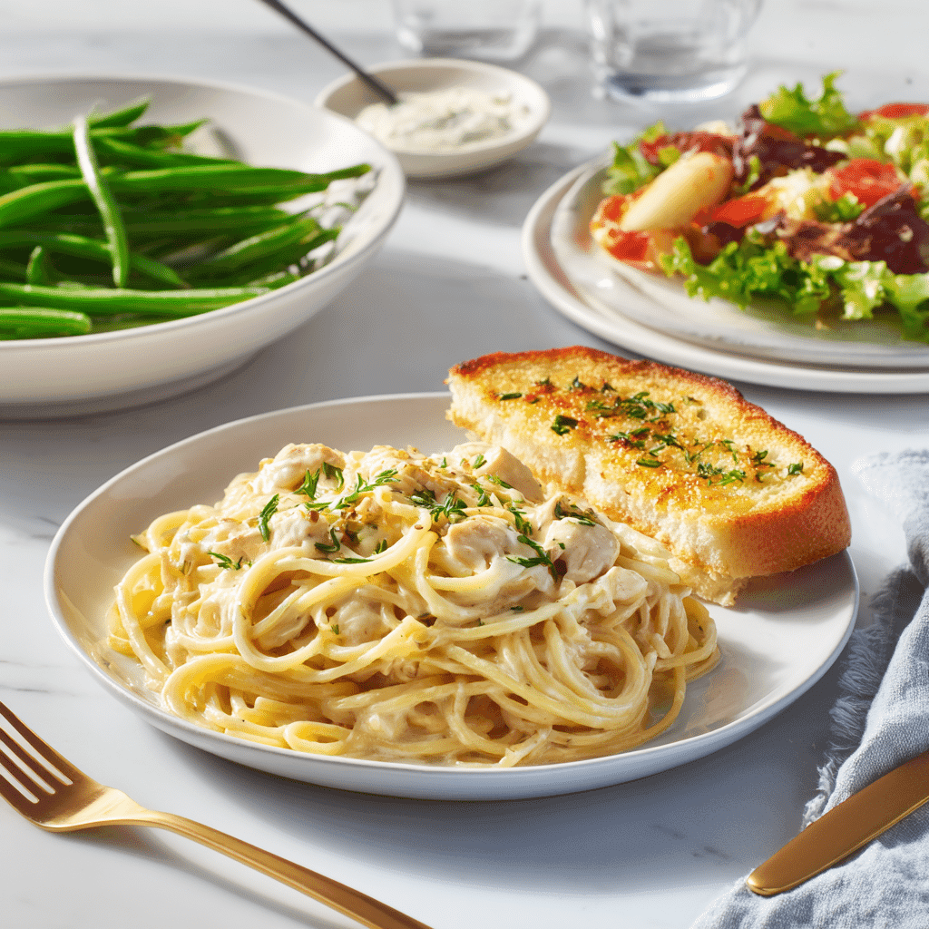 Chicken Spaghetti with Velveeta: The Creamy Classic You’ll Crave 6 Velveeta Chicken Spaghetti served with garlic bread, green beans, and salad