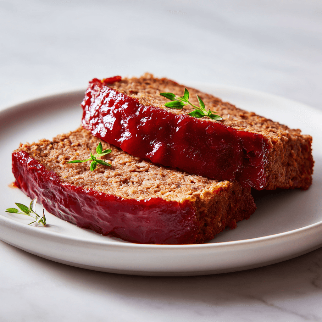 Vegan Meatloaf Impossible: Bold Flavor, No Beef Needed 3 Two slices of vegan meatloaf made with Impossible meat on a white plate
