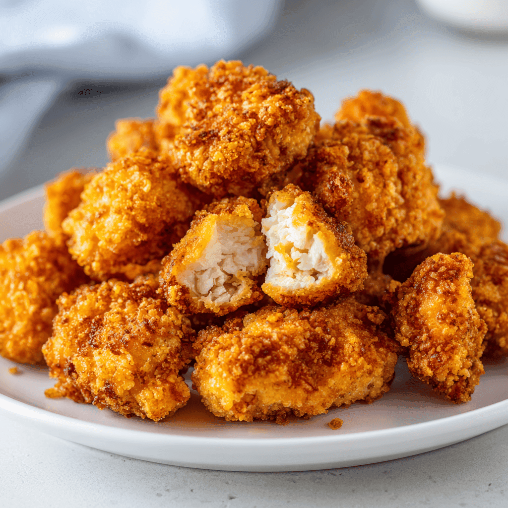 Air Fryer Popcorn Chicken (Crispy, Juicy & Easy Recipe) 3 Ultra-crispy air fryer popcorn chicken with golden textured coating