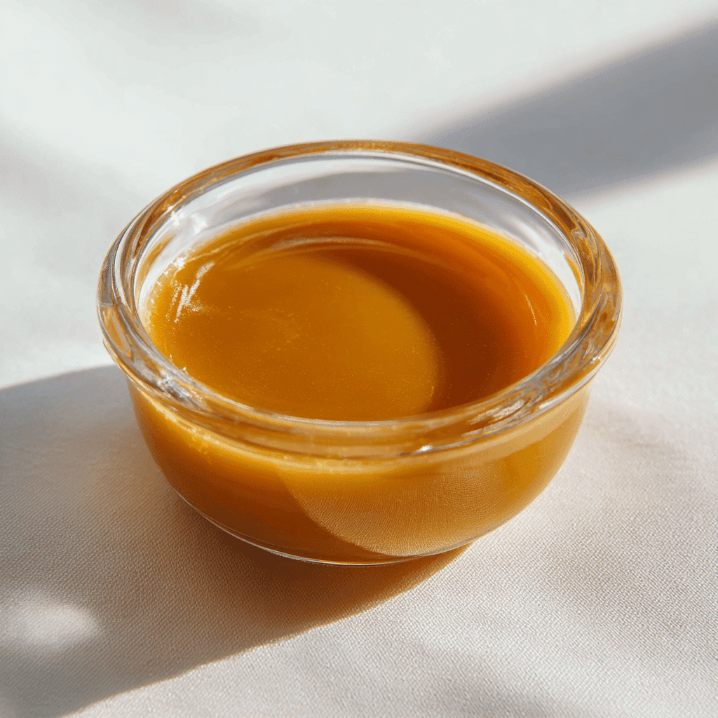 Caramel Sauce for Coffee: Best Brands, Tips & Easy Recipe 5 Glossy golden caramel sauce in a glass bowl