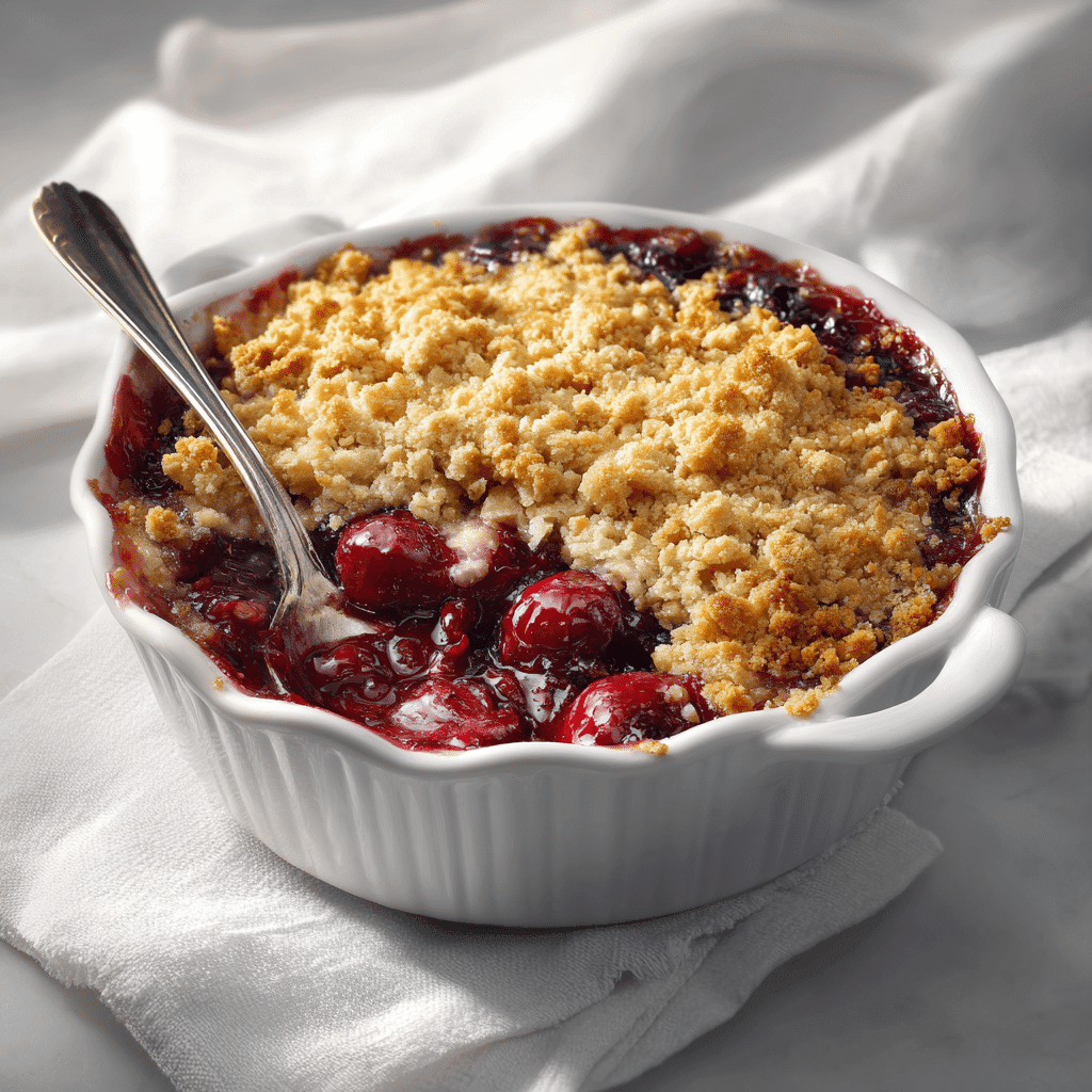 Fresh Cherry Crisp Recipe That’s Easy, Juicy & Irresistible 8 Whole cherry crisp with a portion served, showing filling and crisp topping