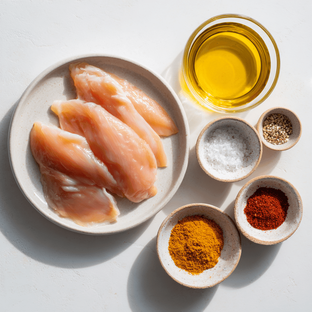 Chicken Tenders Air Fryer No Breading: Juicy & Healthy 2 Ingredients for air fryer chicken tenders without breading laid out