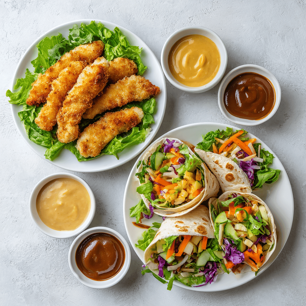 Chicken Tenders Air Fryer No Breading: Juicy & Healthy 5 No-breading air fryer chicken tenders served in salad, wrap, and with sauces