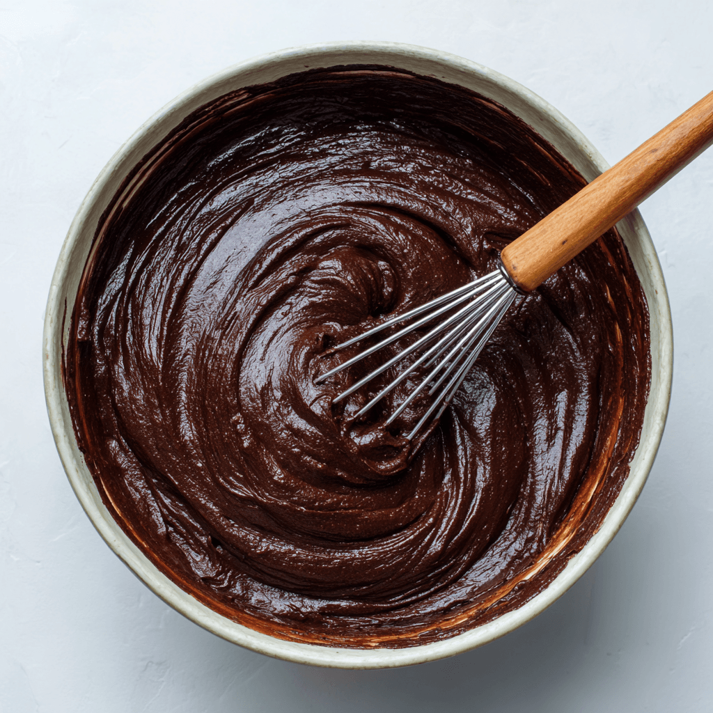 Chocolate Muffin Recipe That’s Moist, Rich, and Irresistible 4 Chocolate muffin batter in a large mixing bowl with spatula
