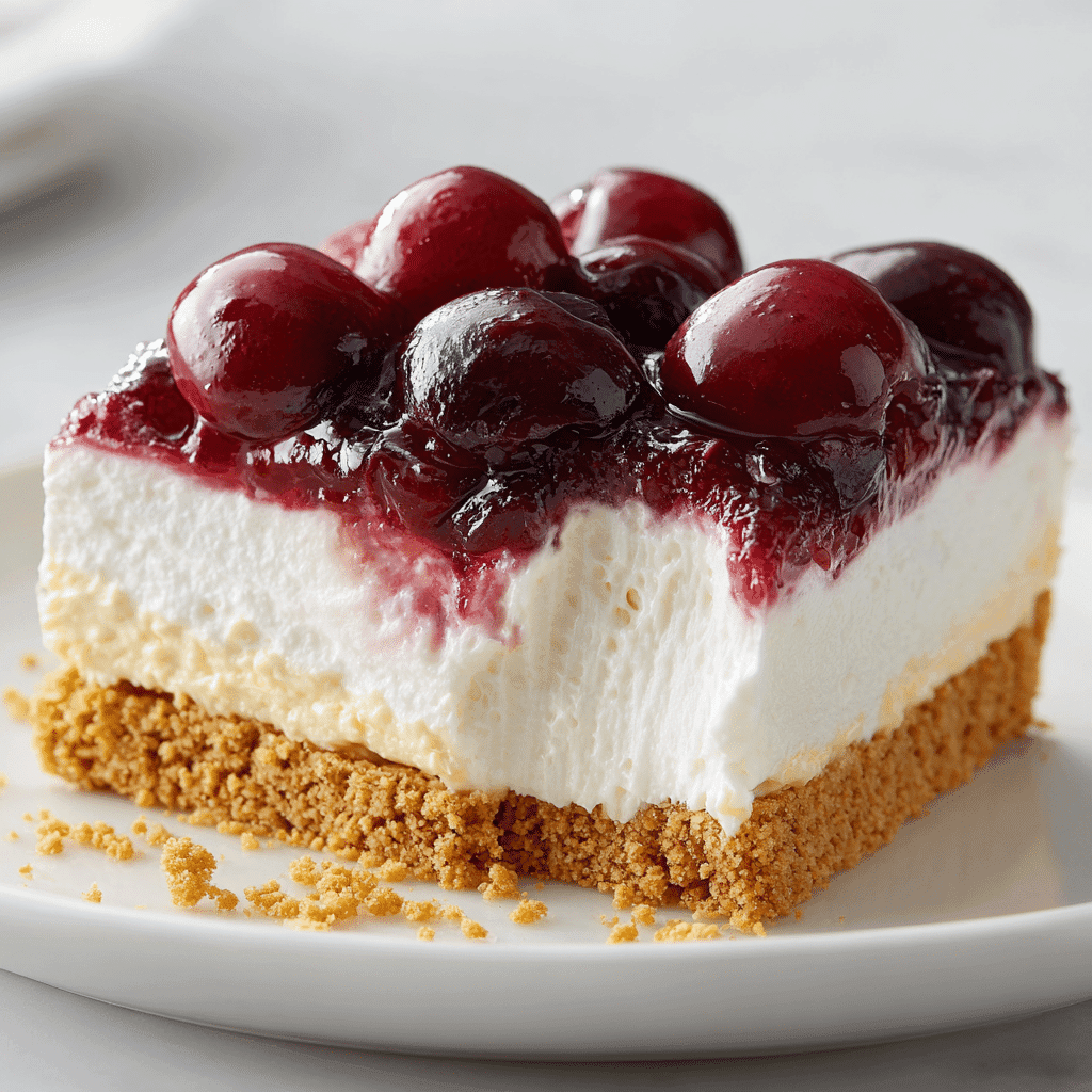 Delicious slice of cherry yum yum with Cool Whip and cream cheese