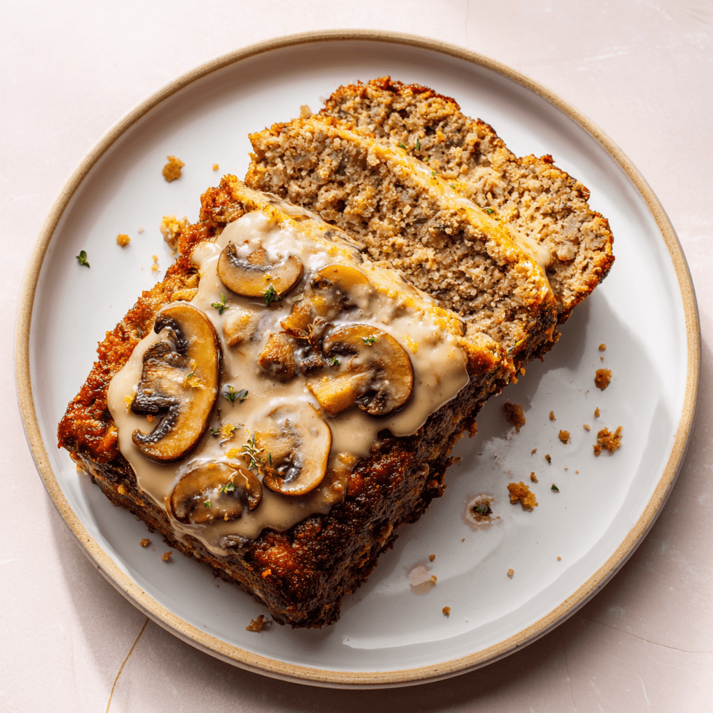 Lipton Onion Mushroom Soup Meatloaf Recipe (Savory & Moist) 1 Homemade Lipton onion mushroom soup meatloaf sliced with creamy glaze