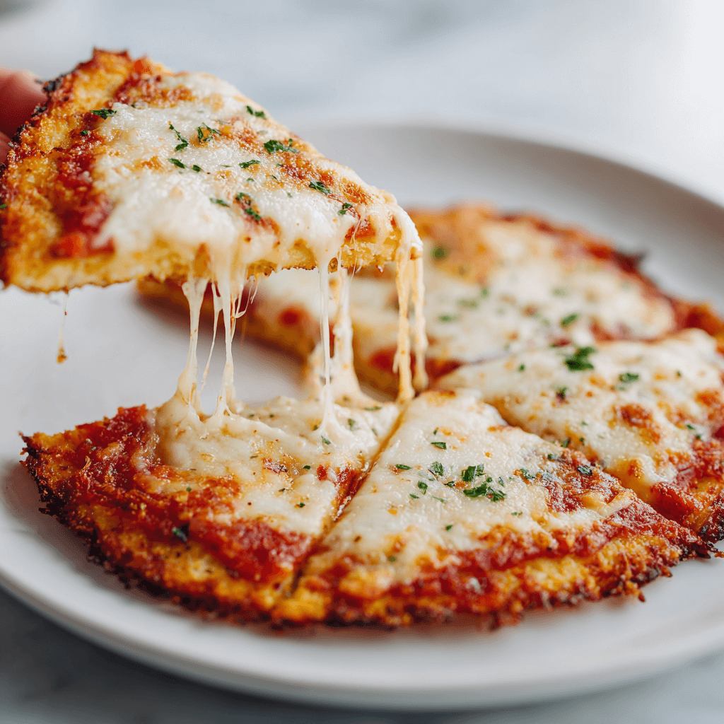 Low Carb Pizza Crust Recipe That’s Crispy, Cheesy, and Guilt-Free 7 Final slice of low carb pizza with golden almond flour crust and melted cheese