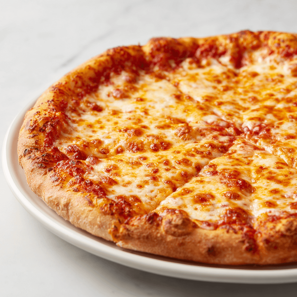 New York style pizza crust with thin, foldable slices and golden edges