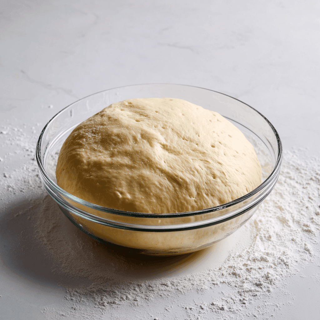 New York Style Pizza Crust Recipe That Nails the NYC Slice at Home 3 Smooth New York style pizza dough ball resting in a glass bowl during fermentation