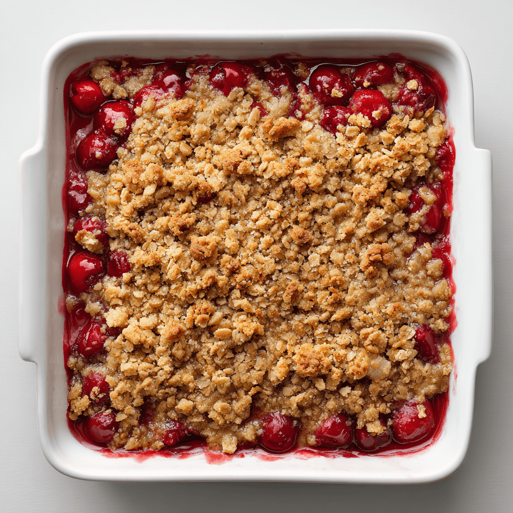 Fresh Cherry Crisp Recipe That’s Easy, Juicy & Irresistible 5 Perfectly baked cherry crisp with golden topping and bubbling cherry filling