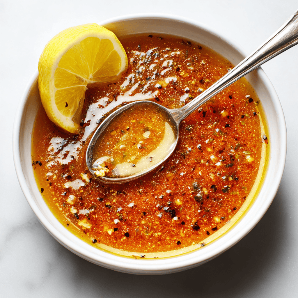 Seafood Boil Sauce Recipe That Packs Bold Flavor 6 Finished seafood boil sauce with lemon and visible spices