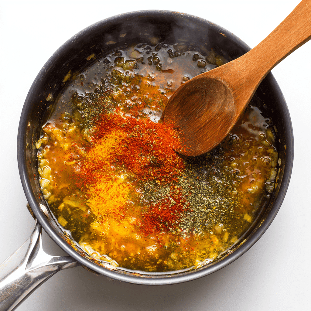 Seafood Boil Sauce Recipe That Packs Bold Flavor 4 Stirring spices into sautéed aromatics for seafood boil sauce