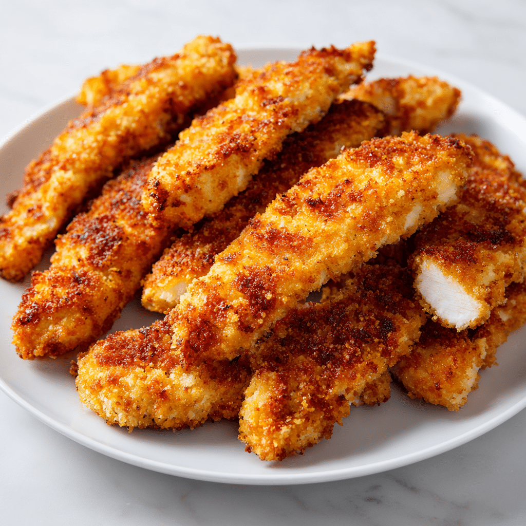 Golden, crispy Tyson chicken tenders cooked in the air fryer.