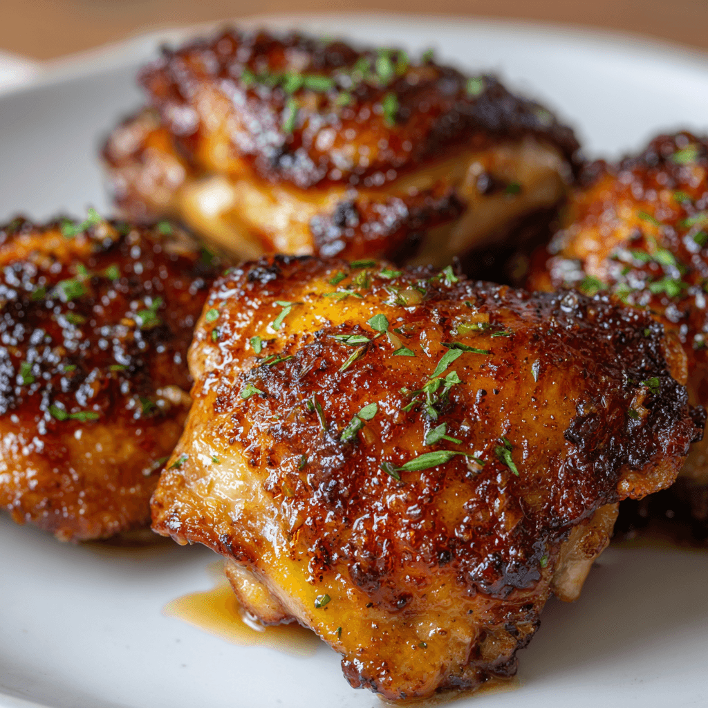 Honey Garlic Chicken Thighs Recipe | Juicy, Sticky, Flavorful 2 Ingredients for honey garlic chicken thighs in glass bowls on a white surface