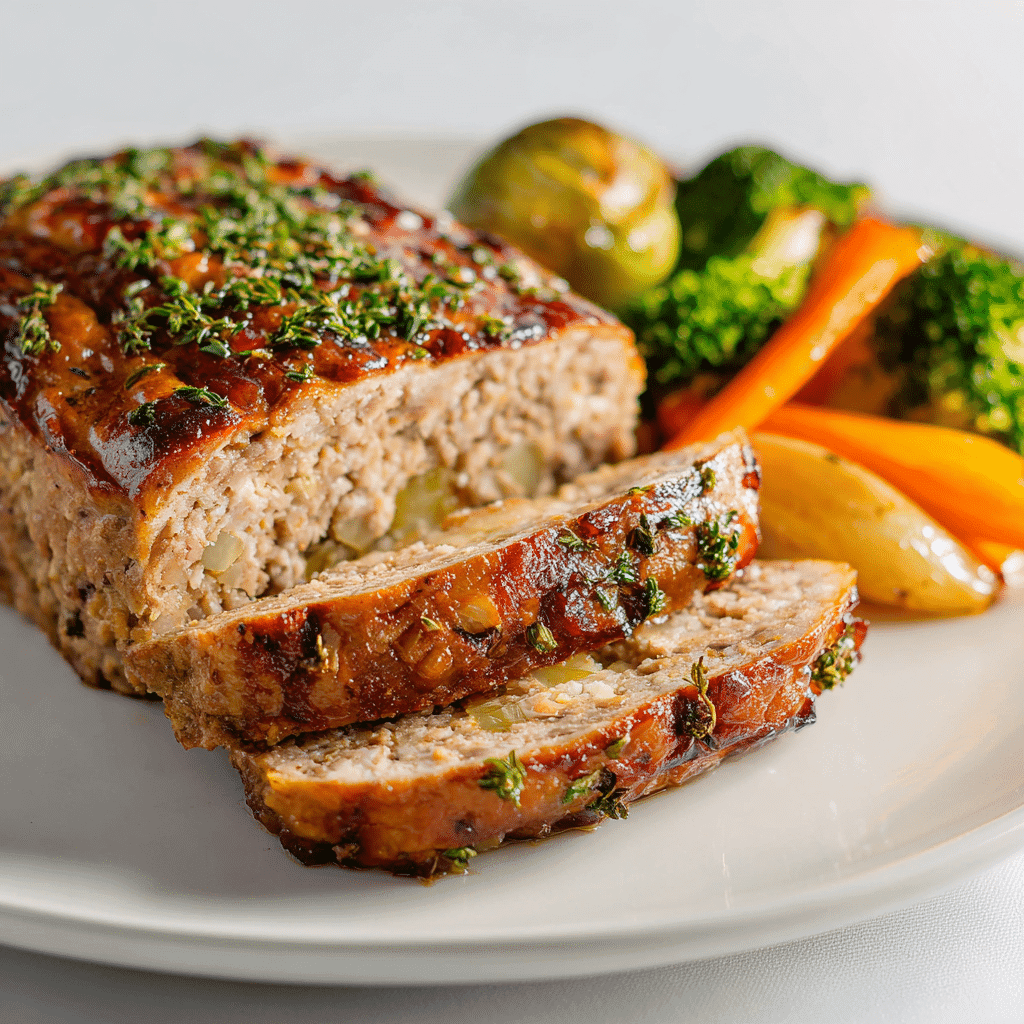 Lipton Onion Soup Turkey Meatloaf Recipe (Healthy Comfort Twist) 2 Juicy Lipton onion soup turkey meatloaf with roasted vegetables