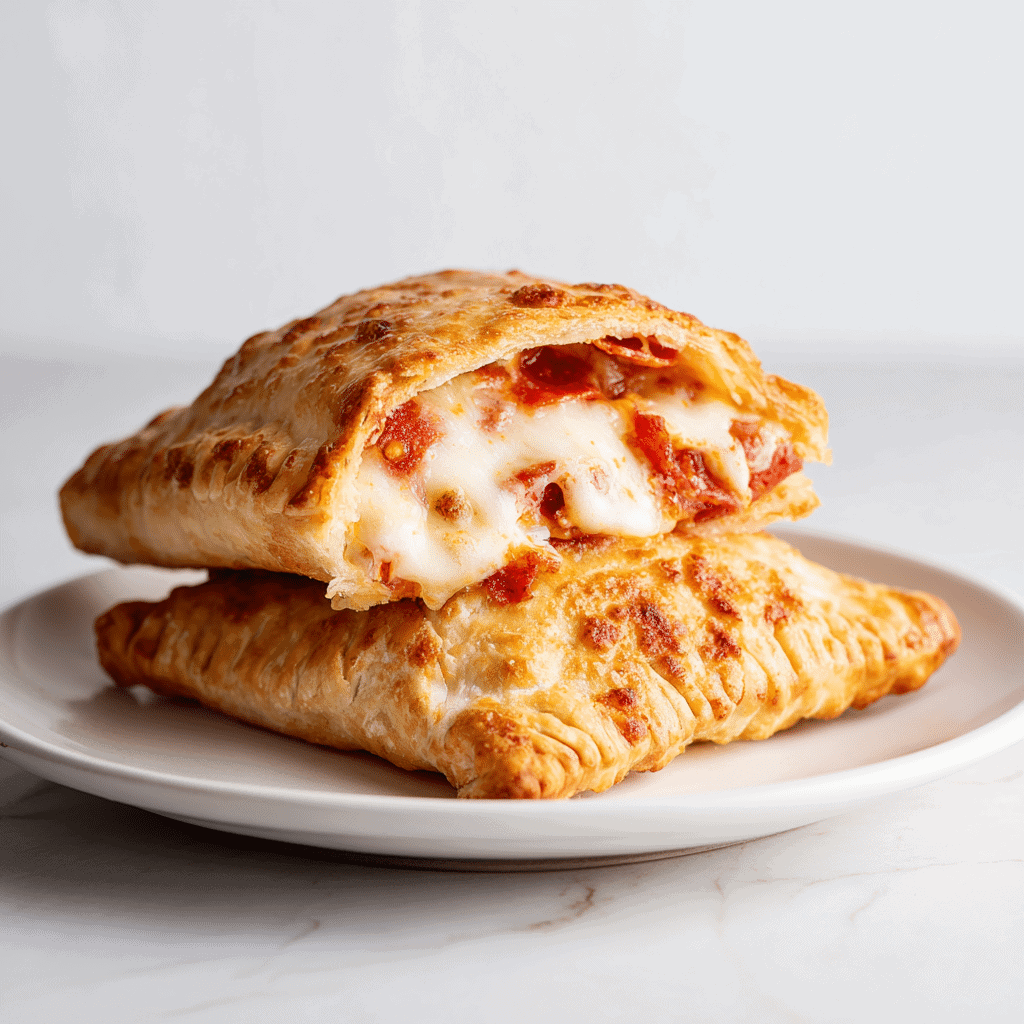 Air Fryer Hot Pockets – 7-Minute Crispy Snack Guide 5 Crispy air fryer hot pocket with melted cheese and pepperoni on a white plate