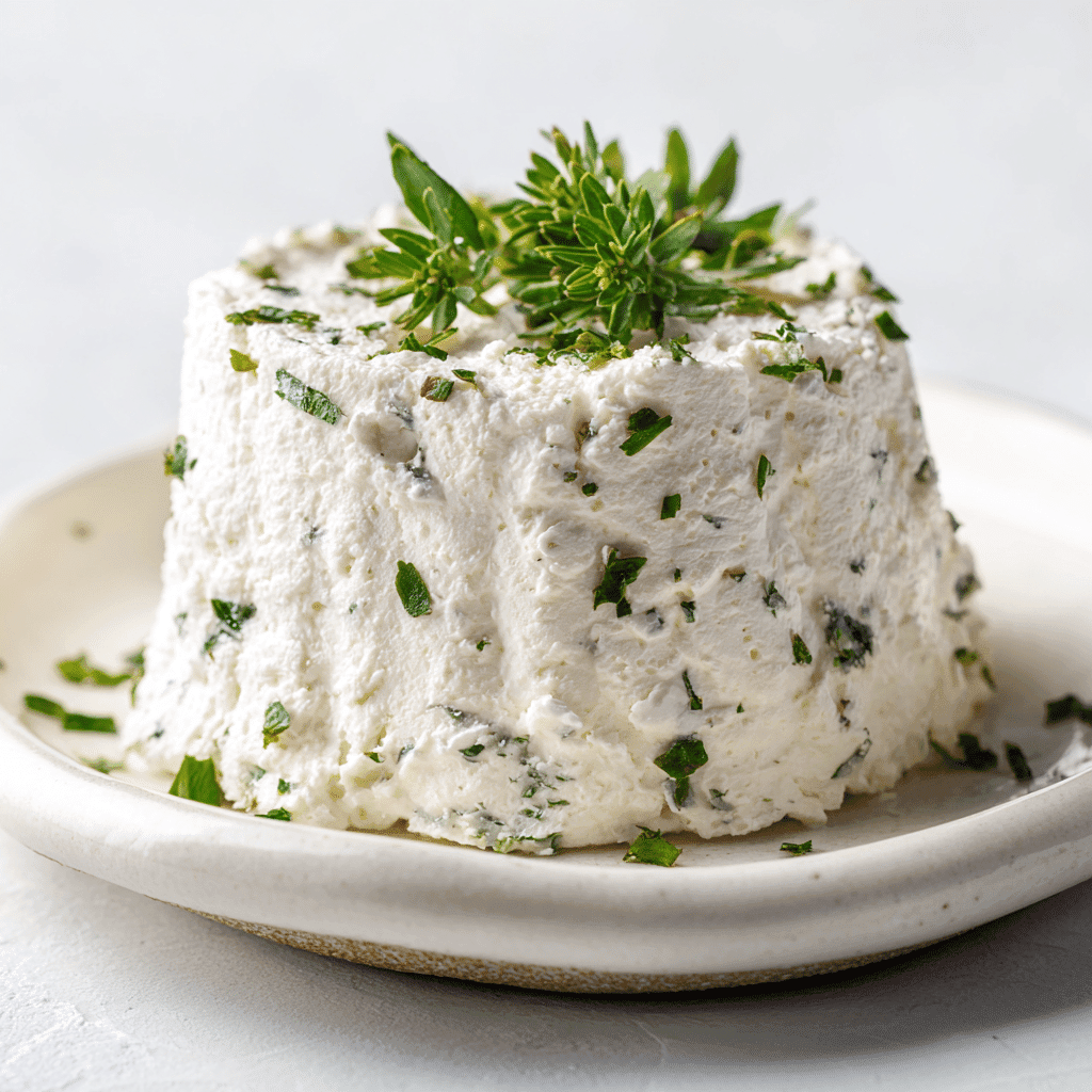 Creamy homemade Boursin Cheese recipe served with herbs