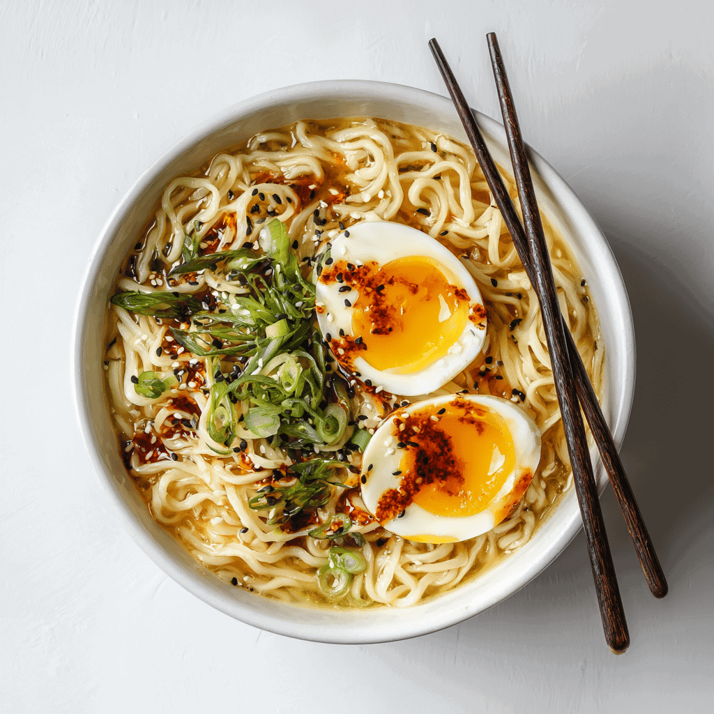 Creamy Ramen Recipe – Viral 10-Minute Hack That’s Pure Comfort 5 Finished creamy ramen recipe with final toppings and perfect presentation