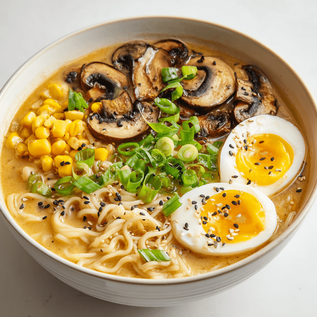 Creamy Ramen Recipe – Viral 10-Minute Hack That’s Pure Comfort 3 Creamy ramen with upgraded miso broth and gourmet toppings in a white bowl