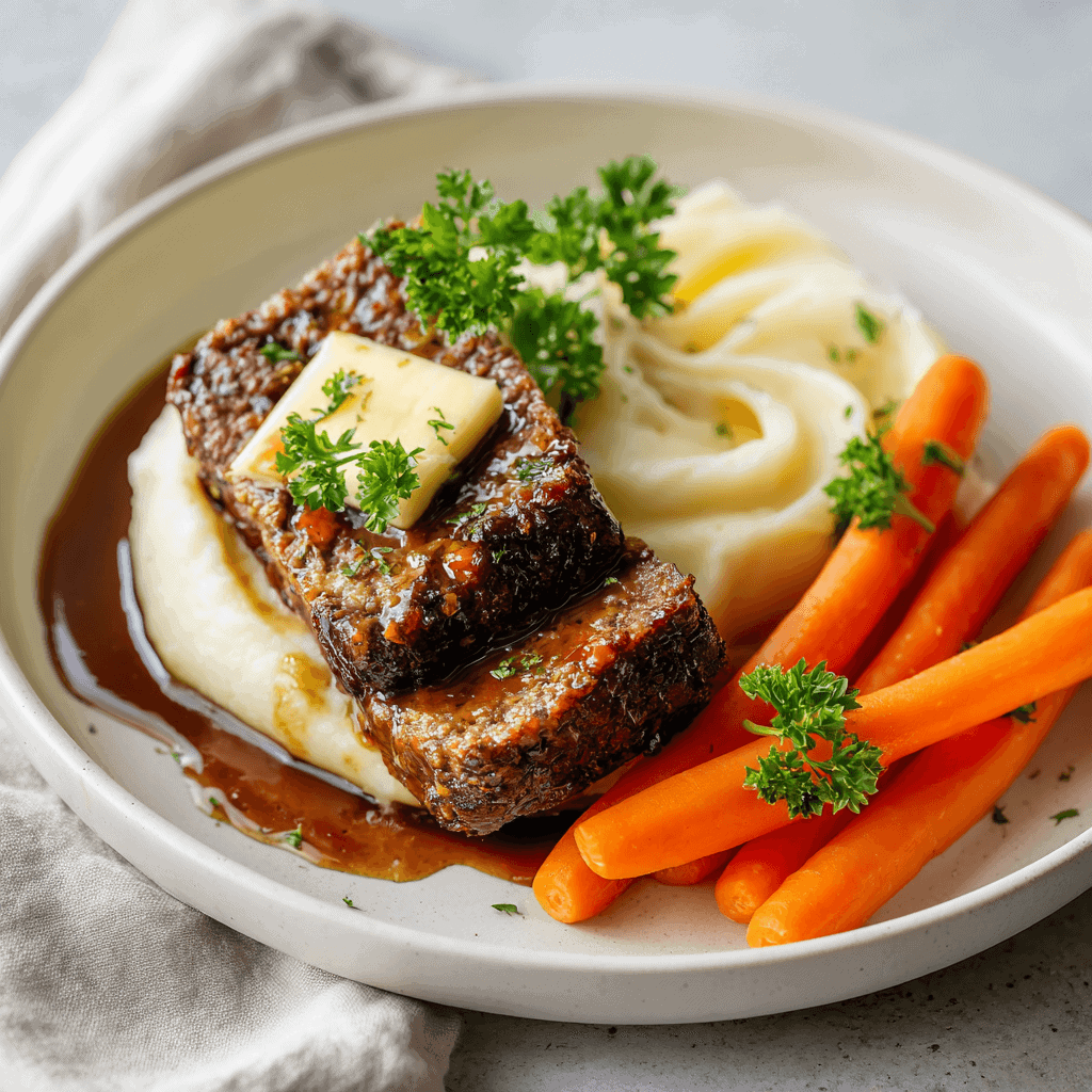 Professional presentation of air fryer loaded mini meatloaf on a clean white plate