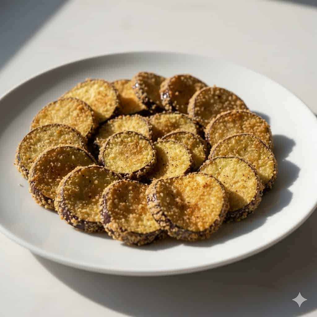 Golden air fryer cabbage wedges on a white plate with herbs and butter.