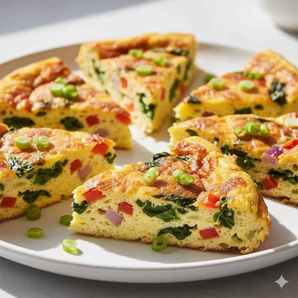 Air Fryer Frittata: Your Quick & Easy Breakfast Solution 1 Golden air fryer potato slices on a white plate with parsley and sea salt.