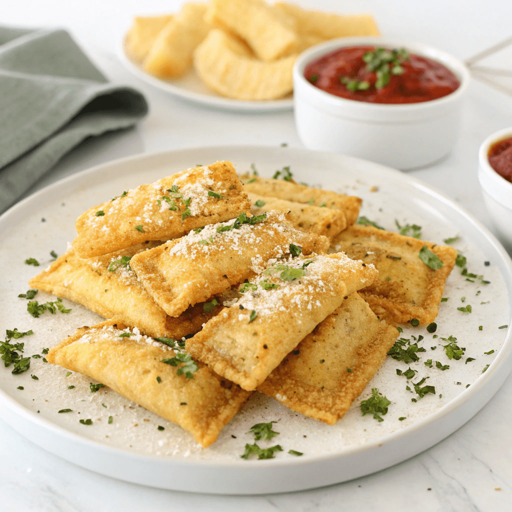 Crispy Air Fryer Pasta Chips: The Ultimate Snack 1 Crispy rigatoni pasta chips served on a simple white plate.