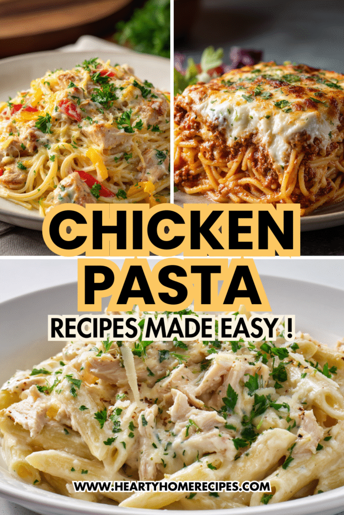 different chicken pasta recipes showing with the right texture