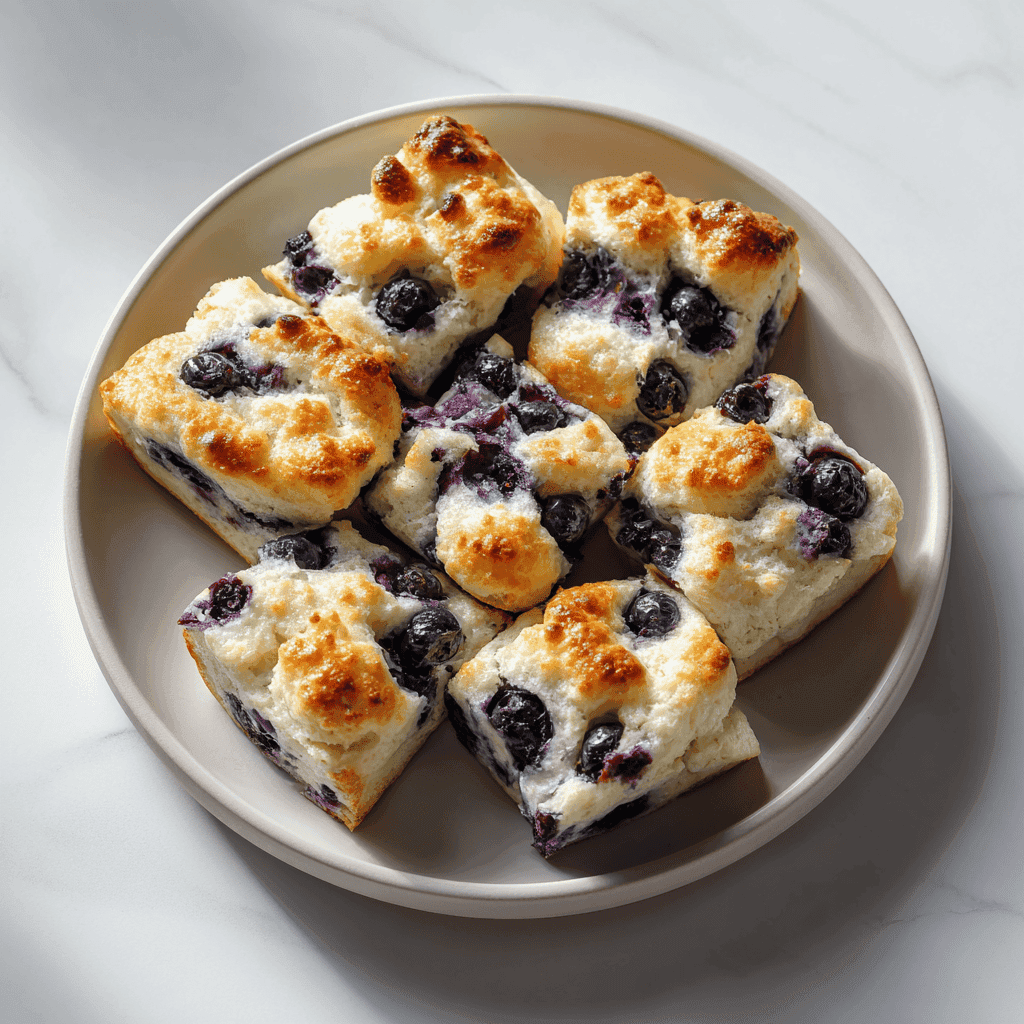 Cottage Cheese Blueberry Cloud Bread: Fluffy, Low-Carb & High-Protein Delight 2 Fluffy blueberry cloud bread pieces on a white plate, fully in focus for recipe guidance.