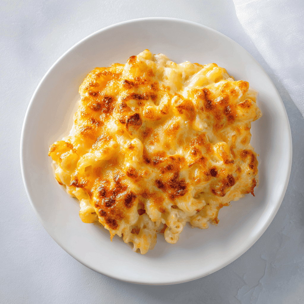 Dolly Parton's 5-Ingredient Casserole: The Ultimate Easy Chicken Dinner 2 Dolly Parton’s Casserole neatly served on a white plate with golden baked cheese and creamy macaroni.