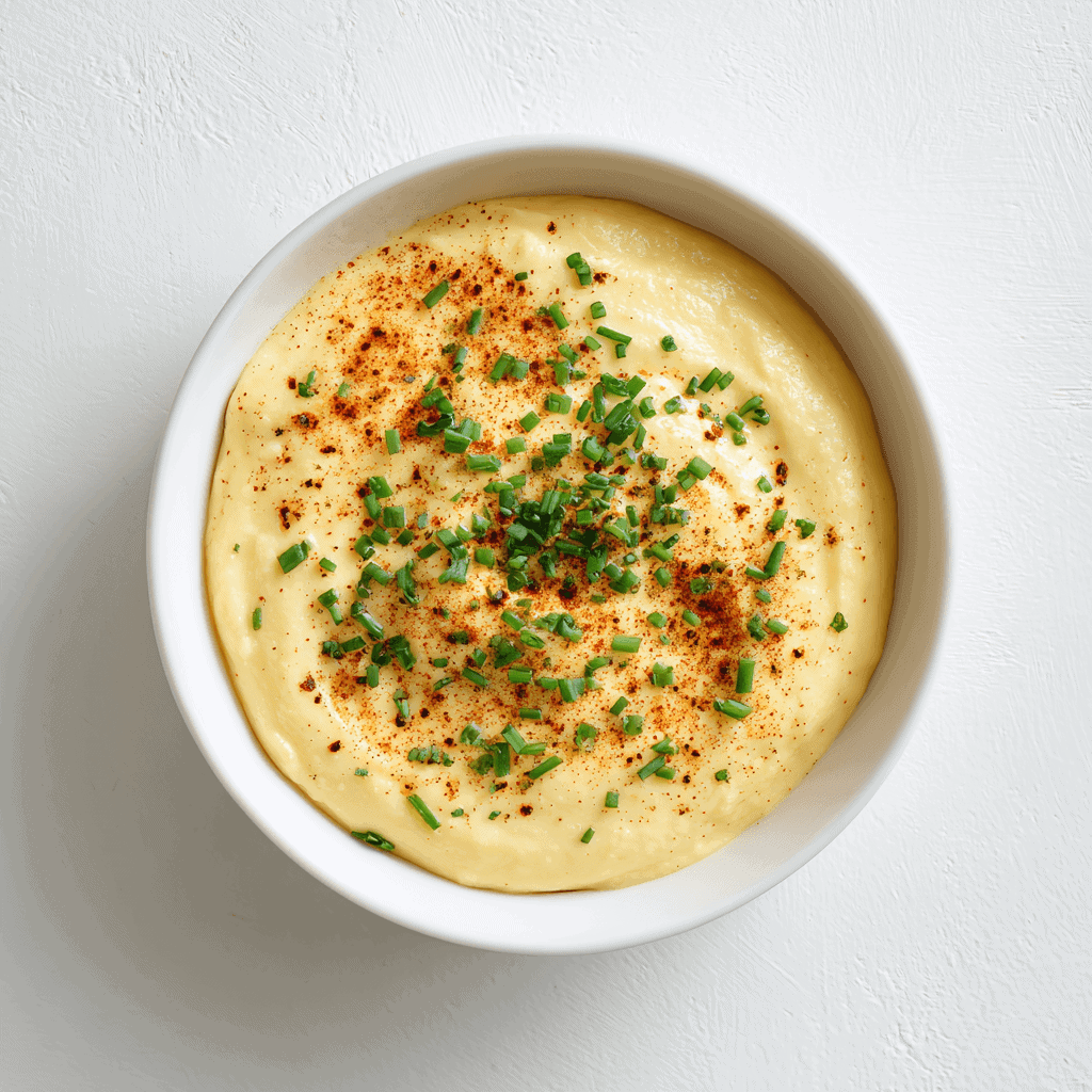 Easy Humpty Dumpty Dip: The Best Deconstructed Deviled Egg Recipe 2 Creamy Humpty Dumpty Dip in a white bowl topped with paprika and chives.