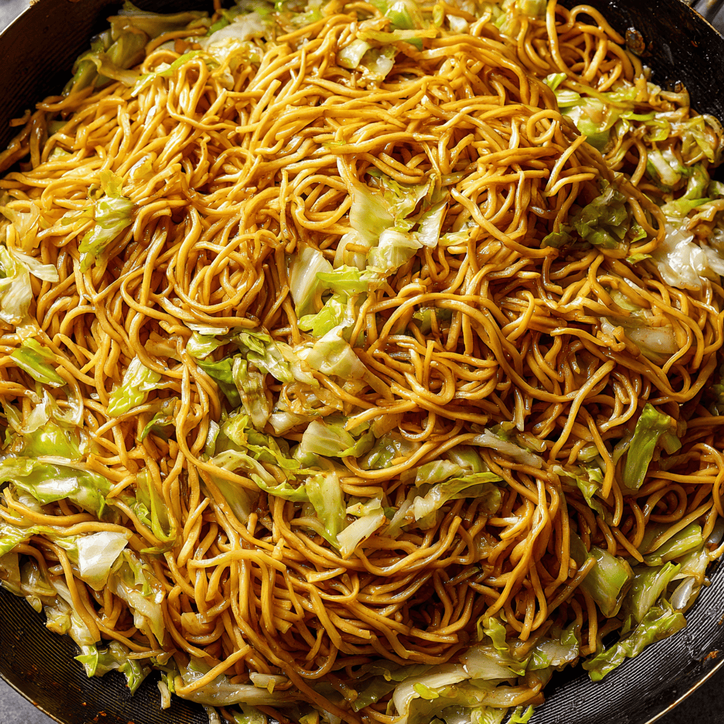 Best Copycat Panda Express Chow Mein 3 Large wok of Chow Mein with noodles, celery, and cabbage, shown clearly from a pulled-back angle.