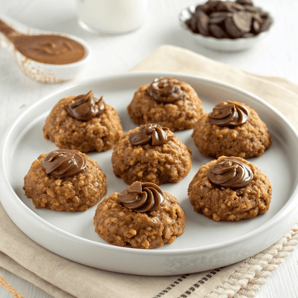 The Best No Bake Preacher Cookies - A Must Try Cookies ! 2 Centered display of no-bake preacher cookies on a white plate with clean minimal styling.