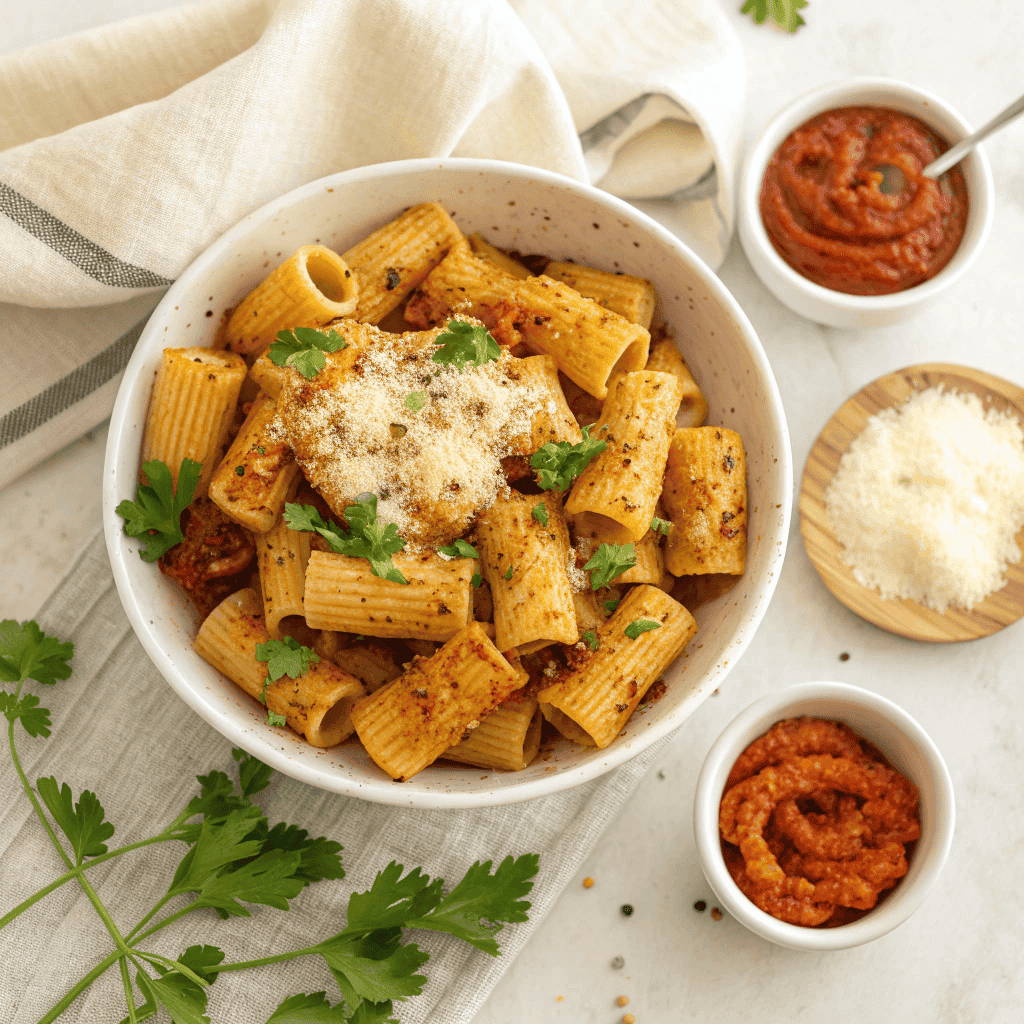 Crispy Air Fryer Pasta Chips: The Ultimate Snack 2 Full bowl of golden air fryer pasta chips with side dips.