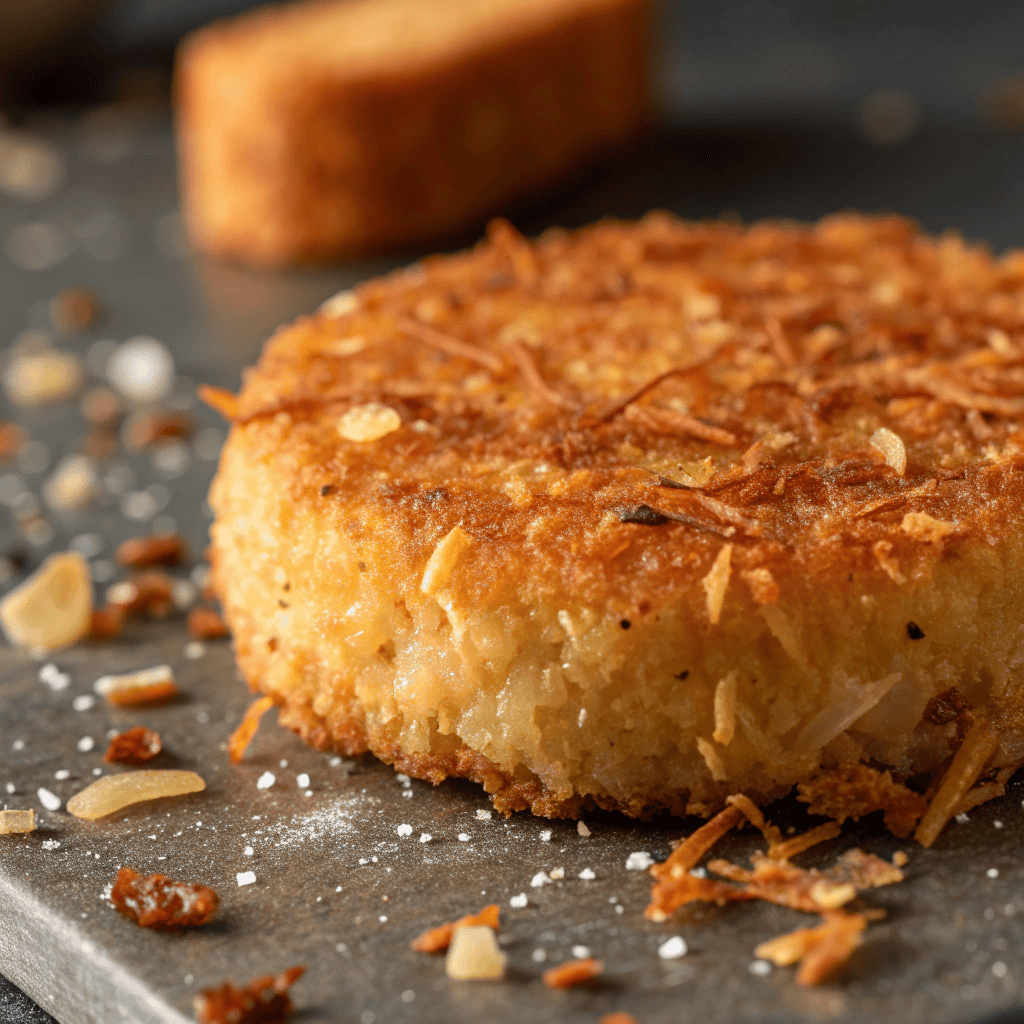 Macro close-up of crispy golden air fryer hash brown texture