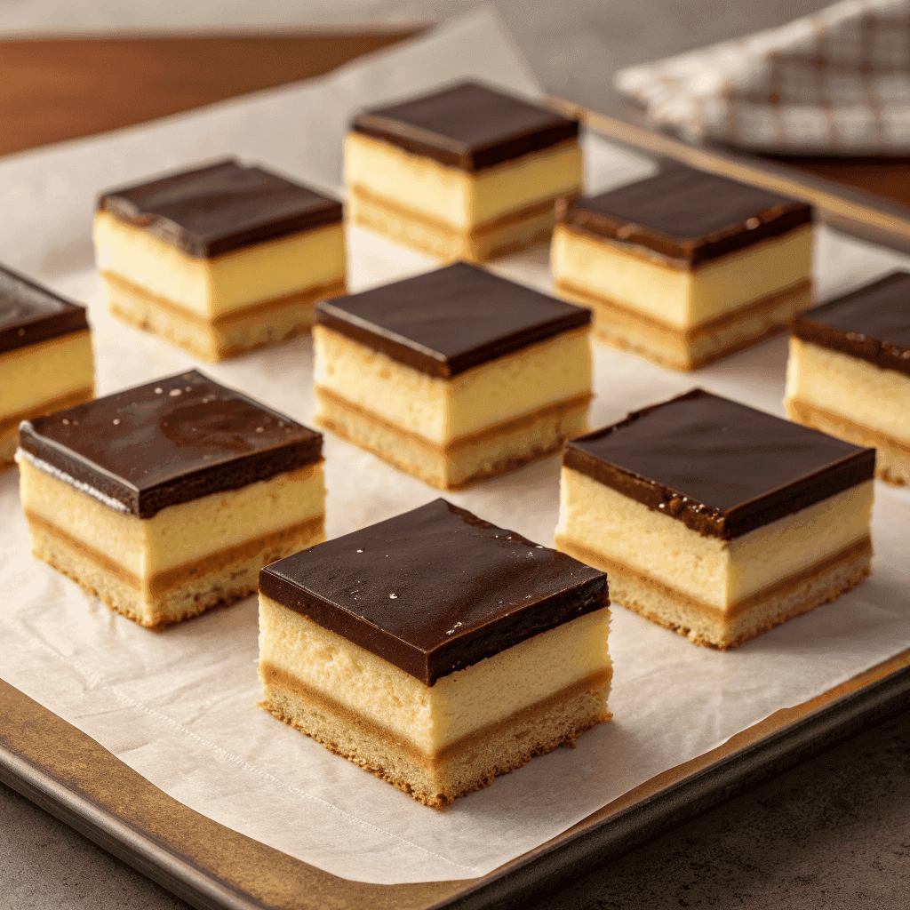 Whole tray of Boston cream pie fudge with chocolate and vanilla layers