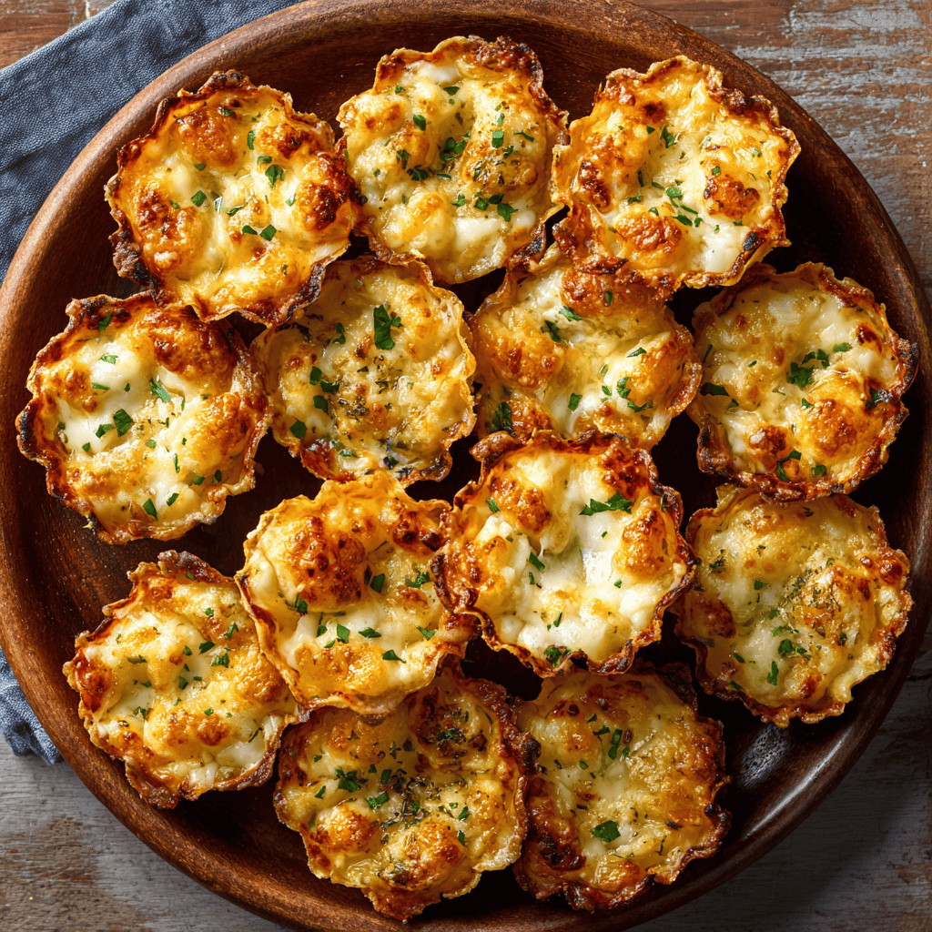 Iowa Party Bites - Cheesy, Meaty & Crowd-Pleasing ! 1 Golden crispy Iowa Party Bites with melty cheese and herbs under warm natural light.