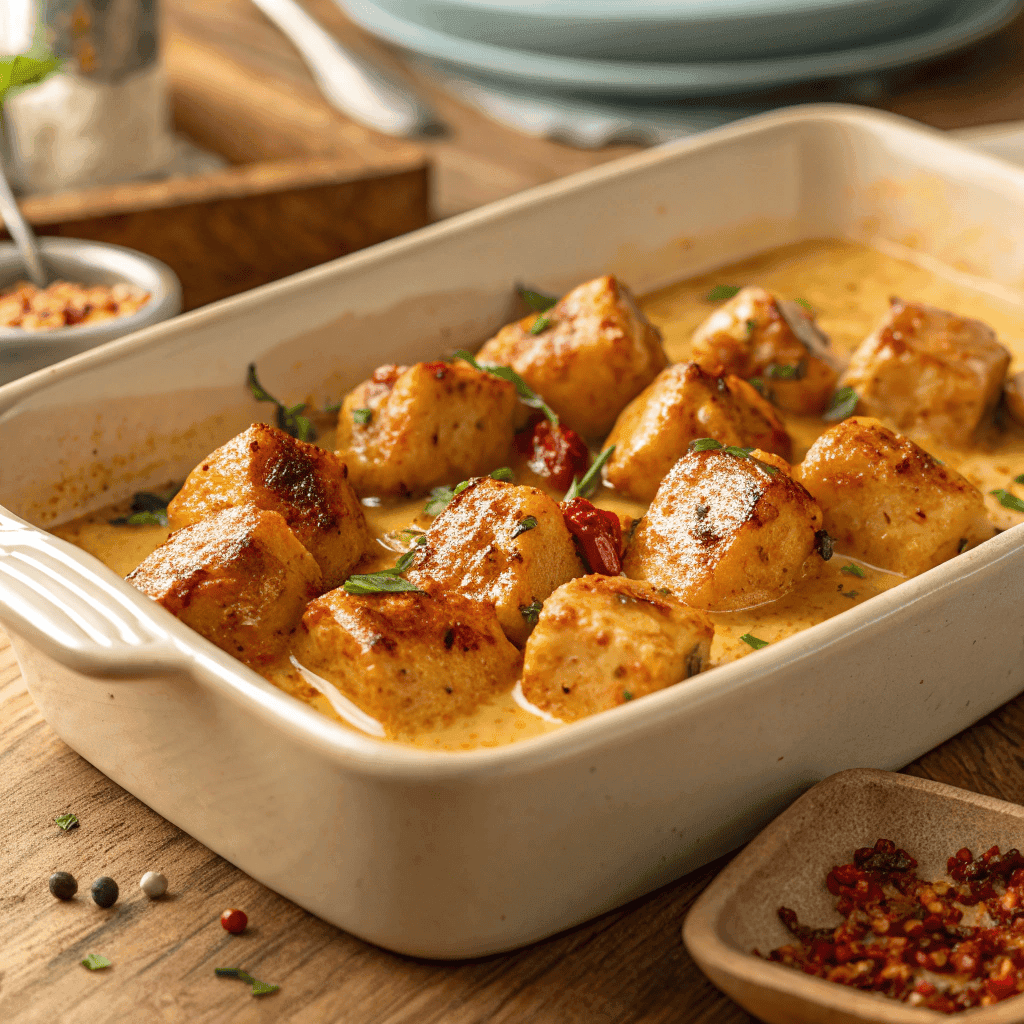Juicy Cowboy Butter Chicken Bites Packed with Bold Flavor 4 Cowboy butter chicken bites coated in a glossy buttery sauce with chili flakes and herbs