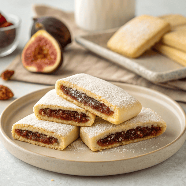 Italian Fig Cookies – Authentic Sicilian Cucidati Recipe with Nuts and Citrus 2 Full plate of Italian fig cookies dusted with powdered sugar