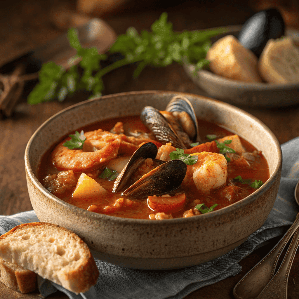 Easy Shipwreck Stew – Coastal Comfort in a Bowl 2 Full bowl of shipwreck stew with mixed seafood and rich tomato broth.