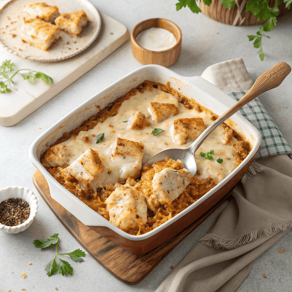 Macro close-up of stick of butter chicken and rice showing creamy rice grains and tender chicken.