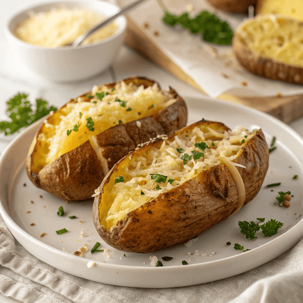 Clean Air Fryer Baked Potato Presentation